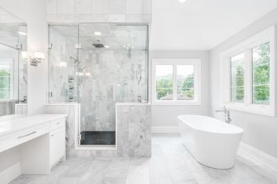 Open Concept Shower with Rainfall Showerhead